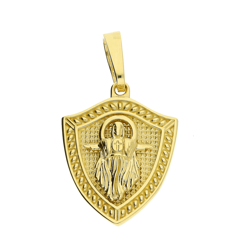 Medalik Pan Jezus Zmartwychwstały na tarczy próba 585