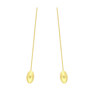Kolczyki pozłacane gładka fasolka na łańcuszku/przeciągane AT984 GOLD próba 925