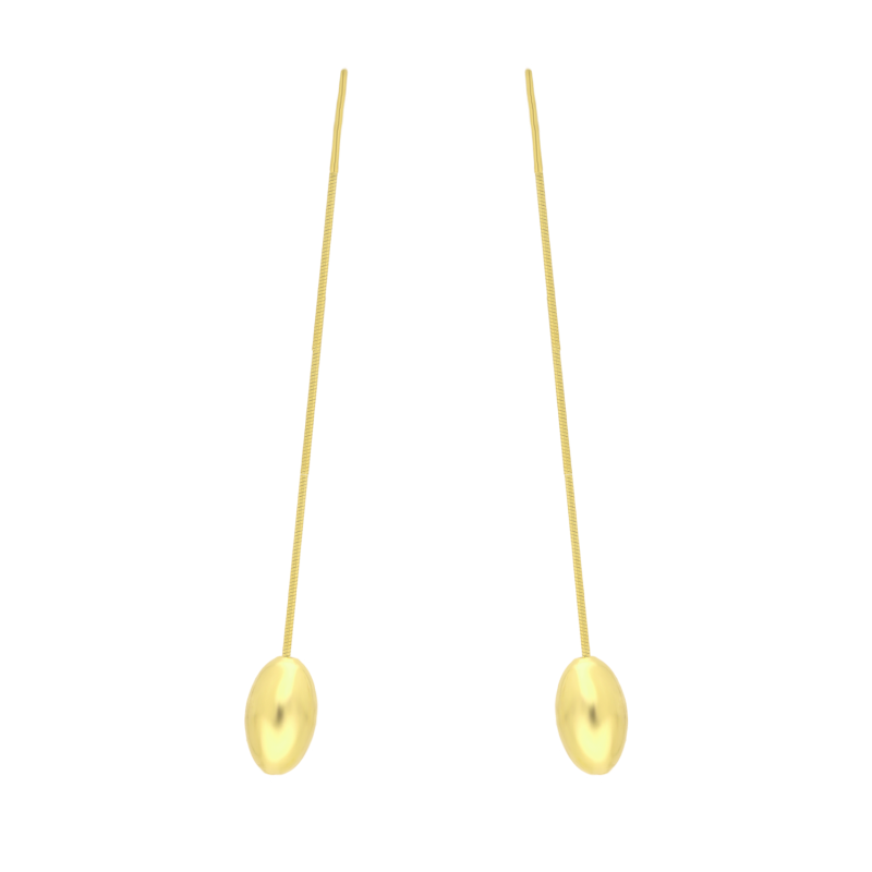 Kolczyki pozłacane gładka fasolka na łańcuszku/przeciągane AT984 GOLD próba 925