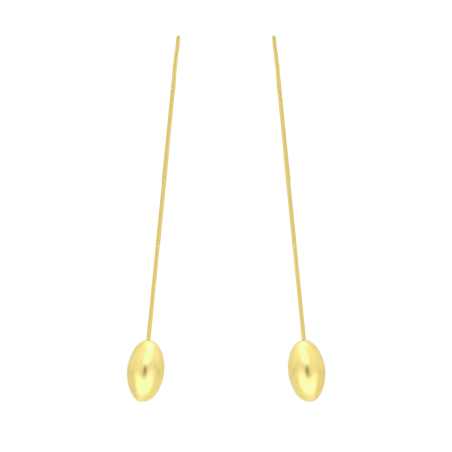 Kolczyki pozłacane gładka fasolka na łańcuszku/przeciągane AT984 GOLD próba 925