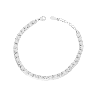 Bransoleta srebrna rząd trójkątów z białymi cyrkoniami AT985 próba 925