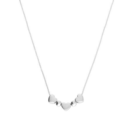 Naszyjnik srebrny z sercami i kulkami/kostka reg. AT989 próba 925
