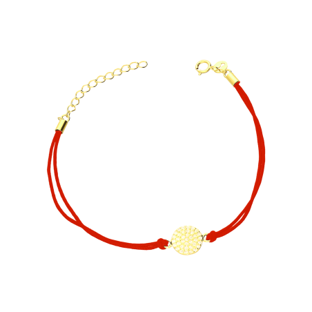 Pozłacana bransoletka na sznurku z cyrkoniami - JubilerSezam.pl