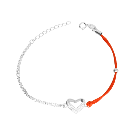 Srebrna Bransoletka Serce z Cyrkoniami - JubilerSezam.pl