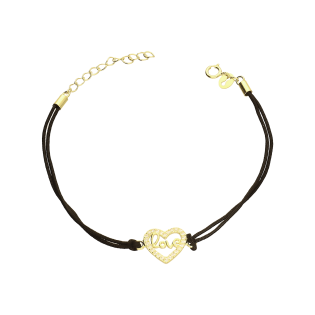 Pozłacana Bransoletka Srebrna Serce Love Cyrkonie - JubilerSezam.pl