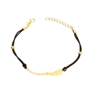 Pozłacana Bransoletka Srebrna Skrzydło Cyrkonie - JubilerSezam.pl