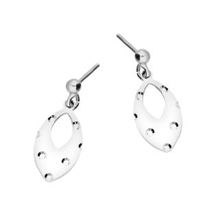 Kolczyki srebrne kropla z grawerowanymi kółkami/sztyft PW701 ROD łezka próba 925