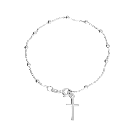 Bransoleta srebrna różaniec z gładkimi paciorkami  PW741 próba 925