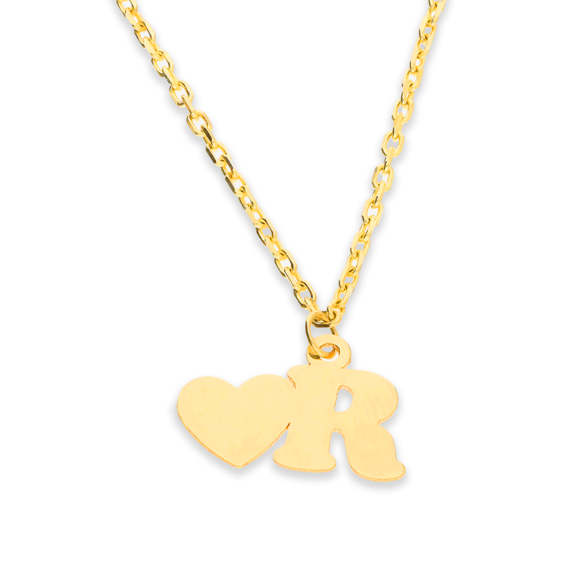 Naszyjnik złoty z literką R i serduszkiem/anker AR VX4FOR6N10721-18-R próba 585