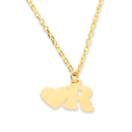 Złoty Naszyjnik Literka R i Serce pr. 585 - JubilerSezam.pl