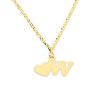 Naszyjnik złoty z literką W i serduszkiem/anker AR VX4FOR6N10721-23-W próba 585