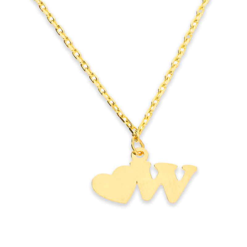Naszyjnik złoty z literką W i serduszkiem/anker AR VX4FOR6N10721-23-W próba 585