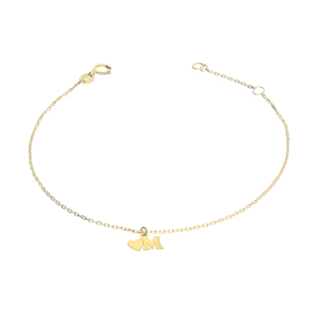 Bransoleta złota z literką M i serduszkiem AR VX4FOR6B10721-13-M próba 375