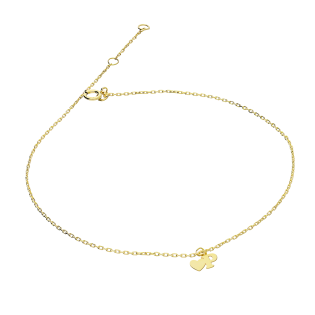 Złota bransoletka na nogę z sercem i literką P - JubilerSezam.pl