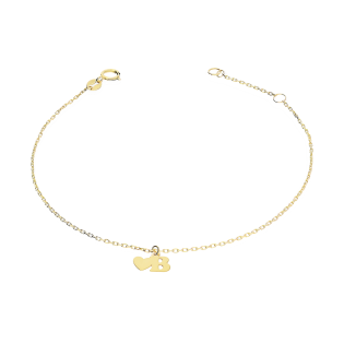 Bransoleta złota z literką B i serduszkiem AR VX4FOR6B10721-2-B próba 375