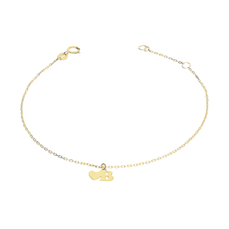 Bransoleta złota z literką B i serduszkiem AR VX4FOR6B10721-2-B próba 375
