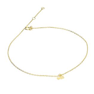 Bransoleta złota na nogę z literką B i serduszkiem