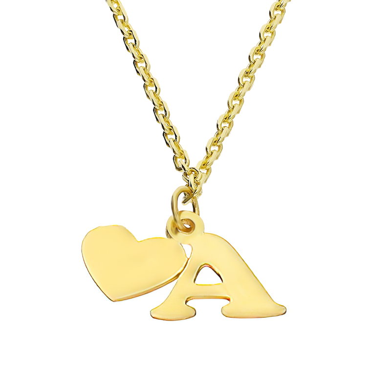 Naszyjnik złoty z literką A i serduszkiem/anker AR VX4FOR6N10721-1-A próba 585