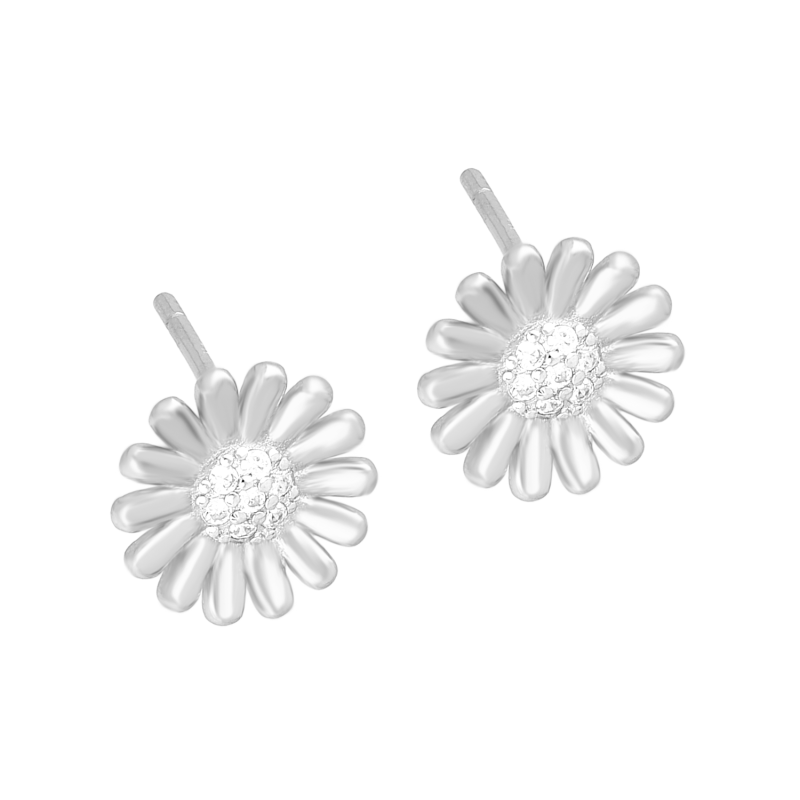 Srebrne kolczyki stokrotki z cyrkoniami pr. 925 - JubilerSezam.pl