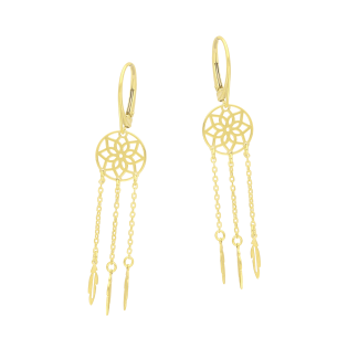 Kolczyki pozłacane ażurowy łapacz snów/big.zam. AT957 GOLD próba 925