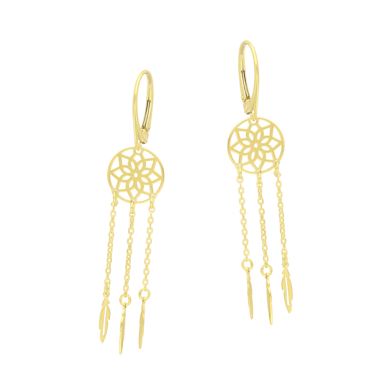 Kolczyki pozłacane ażurowy łapacz snów/big.zam. AT957 GOLD próba 925