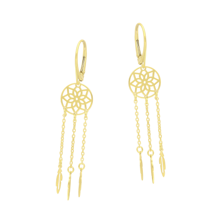Kolczyki pozłacane ażurowy łapacz snów/big.zam. AT957 GOLD próba 925