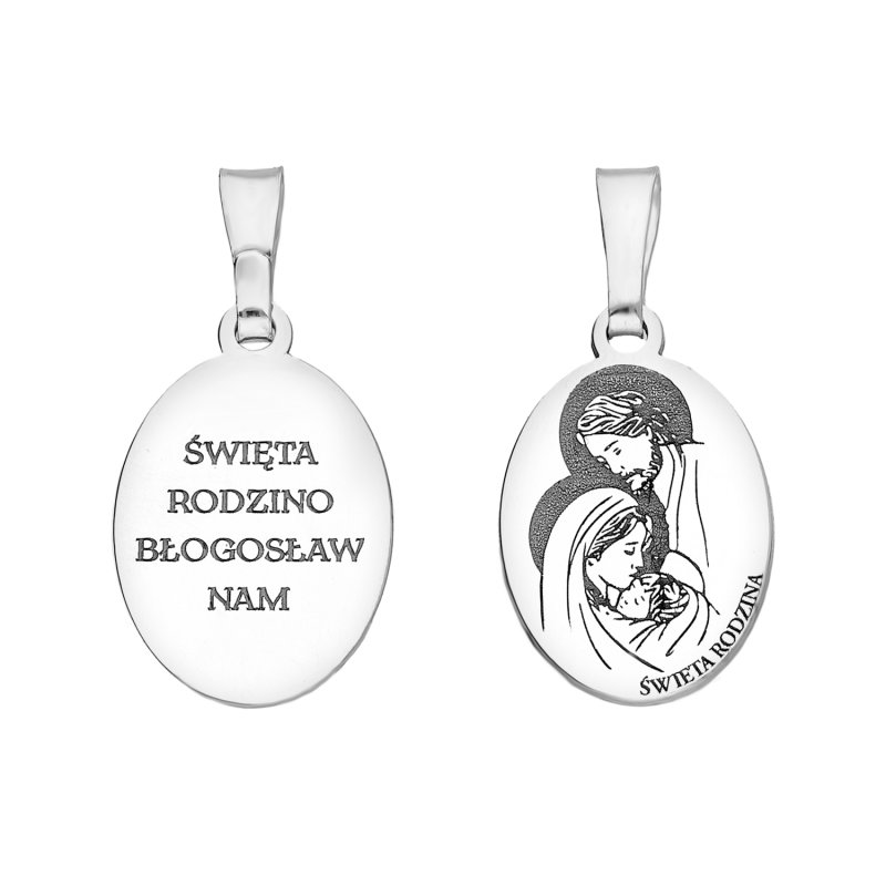 Medalik srebrny Święta Rodzina w owalu AT964 POL próba 925