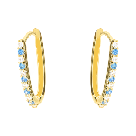 Kolczyki złote rząd niebieskich i białych cyrkonii/zatrzask AR VX8-VX8ZH0223-AQ próba 585