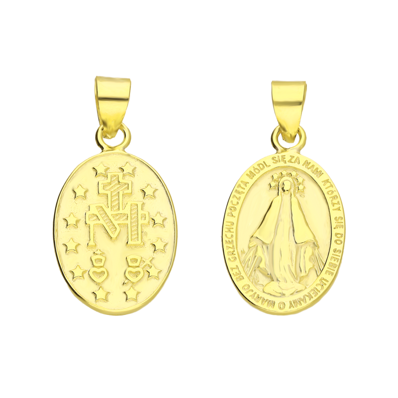 Medalik pozłacany Niepokalana w owalu AT980 POL gold próba 925