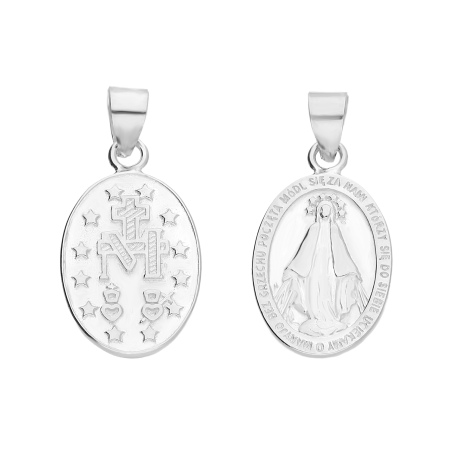 Medalik srebrny Niepokalana w owalu AT980 POL rod próba 925