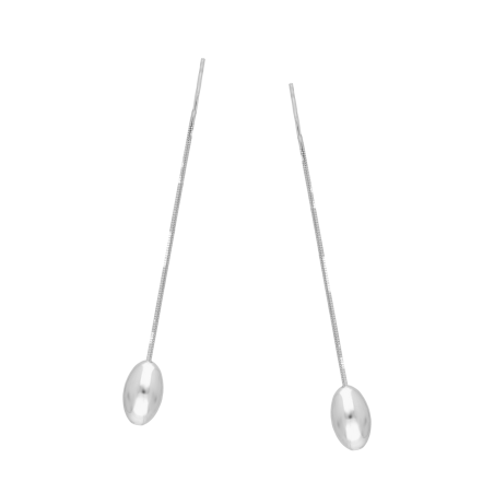 Kolczyki srebrne gładka fasolka na łańcuszku/przeciągane AT984 ROD próba 925