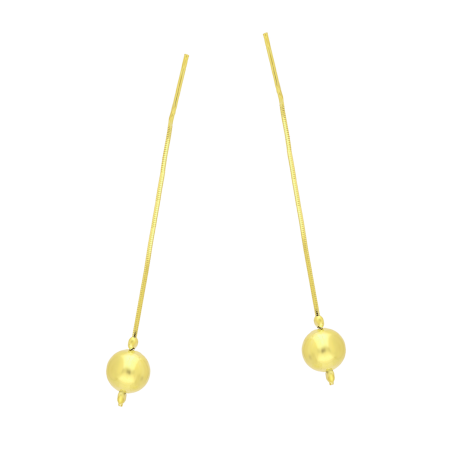 Kolczyki pozłacane wypukła kulka na łańcuszku/przeciągane AT986 GOLD próba 925
