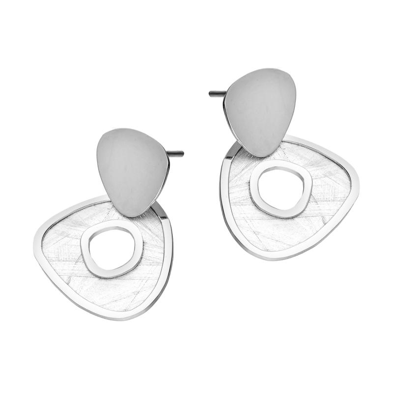 Kolczyki srebrne szczotkowany i gładki owal/sztyft M3-381 ROD próba 925