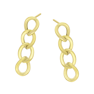 Kolczyki pozłacane łańcuch 4 ogniwa/sztyft M3-442 GOLD próba 925