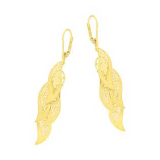 Kolczyki pozłacane fale z ozdobnym ornamentem/big.zam. M3-450 GOLD próba 925