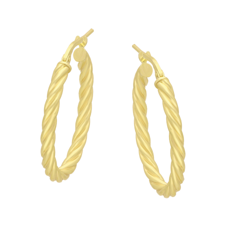 Kolczyki pozłacane owalne koła sznur 29 mm