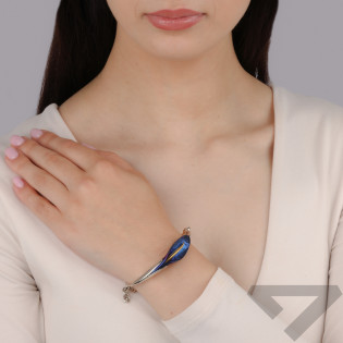 Srebrna Bransoletka Bangla Kalia z Tytanem pr. 925 - JubilerSezam.pl