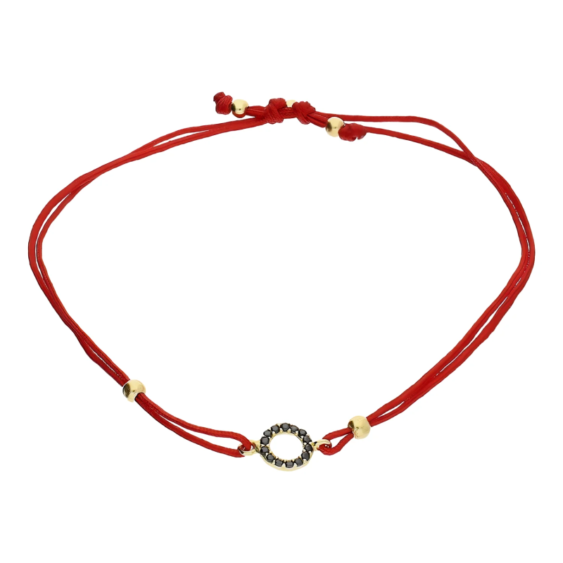 Złota Bransoletka na Sznurku z Cyrkoniami pr. 375 - JubilerSezam.pl