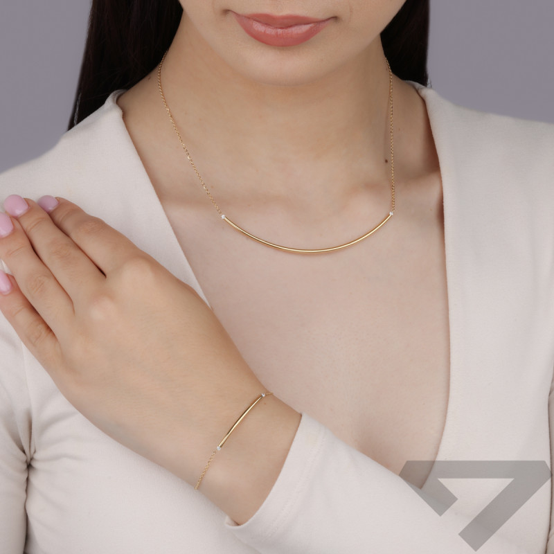 Naszyjnik złoty kolijka z gładką rurką/rolo reg. M3-399 próba 585