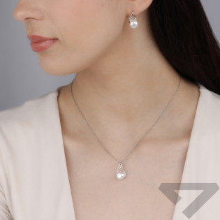 Srebrny Komplet z Perłą: Kolczyki i Zawieszka pr. 925 - JubilerSezam.pl