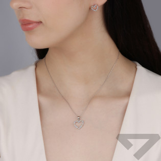 Srebrny Komplet Biżuterii Serce z Cyrkoniami pr. 925 - JubilerSezam.pl