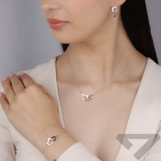 Bransoleta srebrna dwa serca i koło