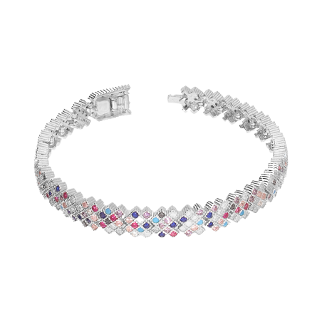 Bransoleta srebrna z kolorowymi cyrkoniami/całość A0 FIR1_5 próba 925