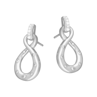 Kolczyki srebrne ósemka z pałką z cyrkoniami/sztyft HS1485 próba 925