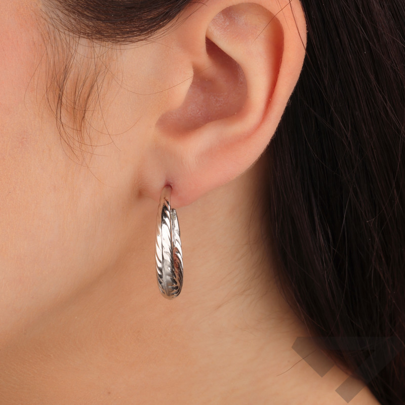 Kolczyki srebrne tłoczone dmuchane kółko/sztyft HS2182 próba 925