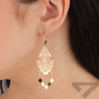 Kolczyki złote ażurowe trapezy i koło/big.zam. M3-338 próba 585