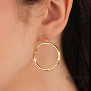 Kolczyki złote koło ramka grawerowana i kulka/sztyft M3-325 próba 585