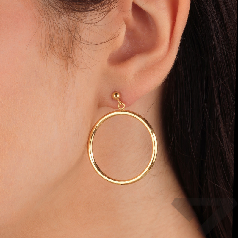 Kolczyki złote koło ramka grawerowana i kulka/sztyft M3-325 próba 585