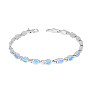 Srebrna bransoletka z niebieskimi opalami pr. 925 - JubilerSezam.pl