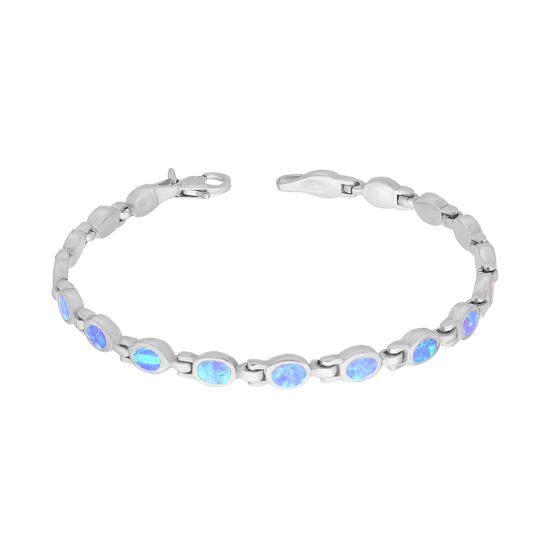 Srebrna bransoletka z niebieskimi opalami pr. 925 - JubilerSezam.pl